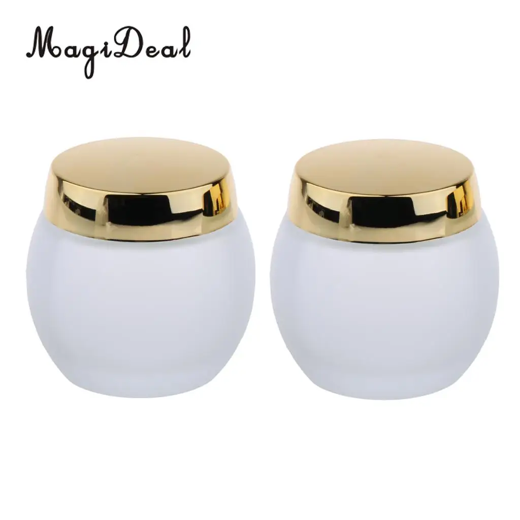 2 x 120g Frosted Glass Mask Jar Cream Containers Cosmetic Empty Can Sample Bottle - Refillable/Reusable