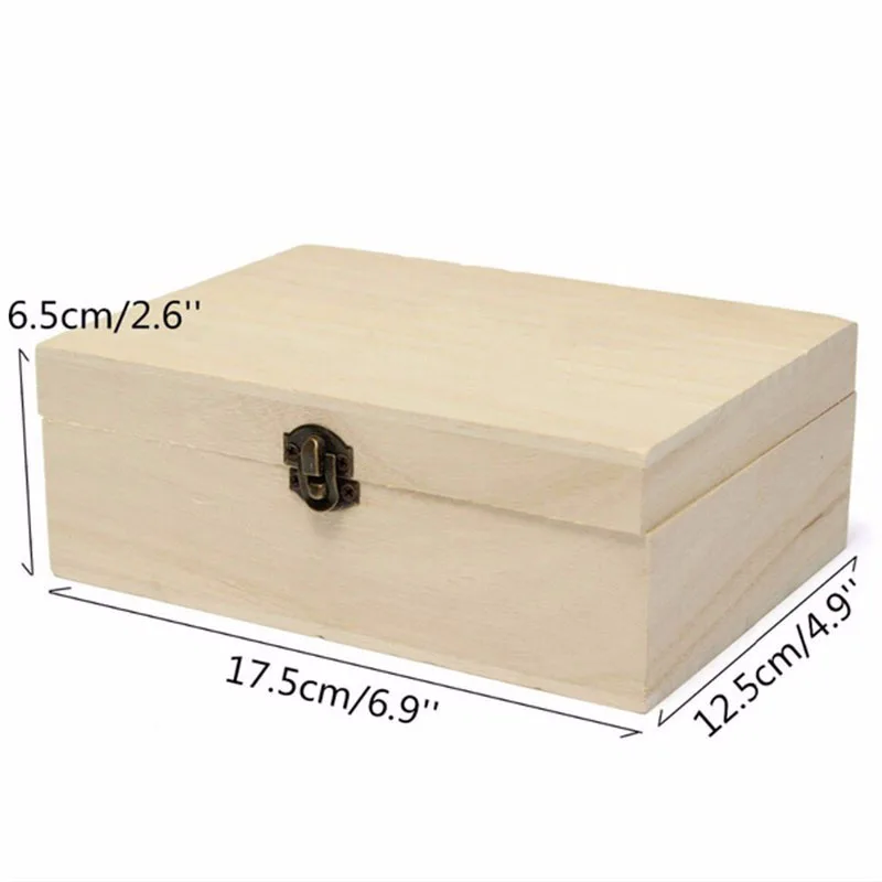 New Home Storage Box Natural Wooden With Lid Golden Lock Postcard Organizer Handmade Craft Jewelry Case Wooden Box Casket Home