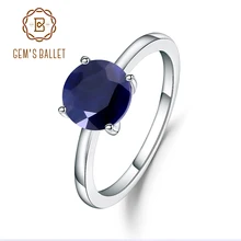 Gem's Ballet 2.57Ct Натуральный Синий сапфир 925 пробы Серебряный Драгоценный Камень Пасьянс Свадебные обручальные кольца для женщин хорошее ювелирное изделие