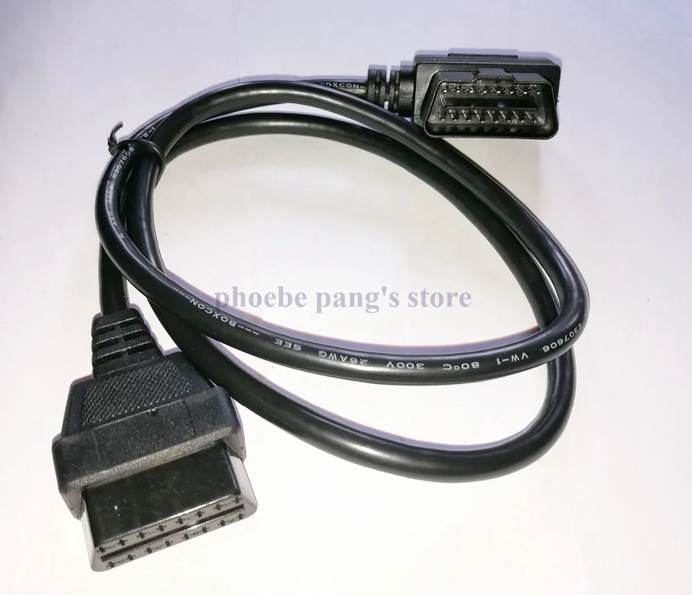 OBD2 OBDII cable,30",J1962M 16 pin 5 wire angle male pigtail plugs into vehicle 