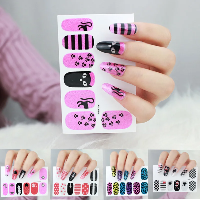

Nail art sticker with poker heart designed full cover self adhesive strips 3D manicure nail decoration sticker paper RA010