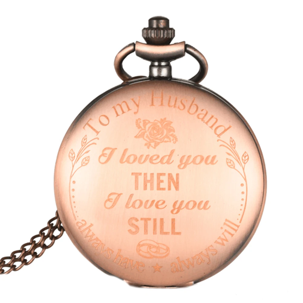 Antique Copper Новые винтажные английские буквы Любовь Круглый Циферблат Аналоговый кварцевый Карманный кулон часы подарок - Цвет: Antique Copper