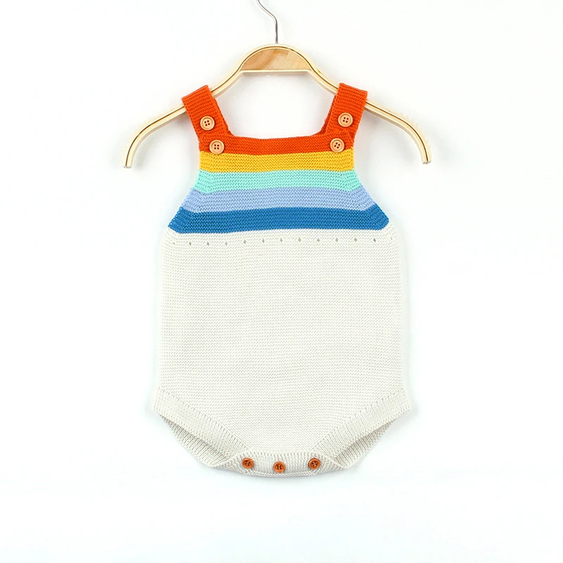 

Infants Baby Sweater Bodysuit Newborn Rainbow Strap Sleeveless Jumpsuits Toddler Sweaters Rompers Infant Overalls Wear