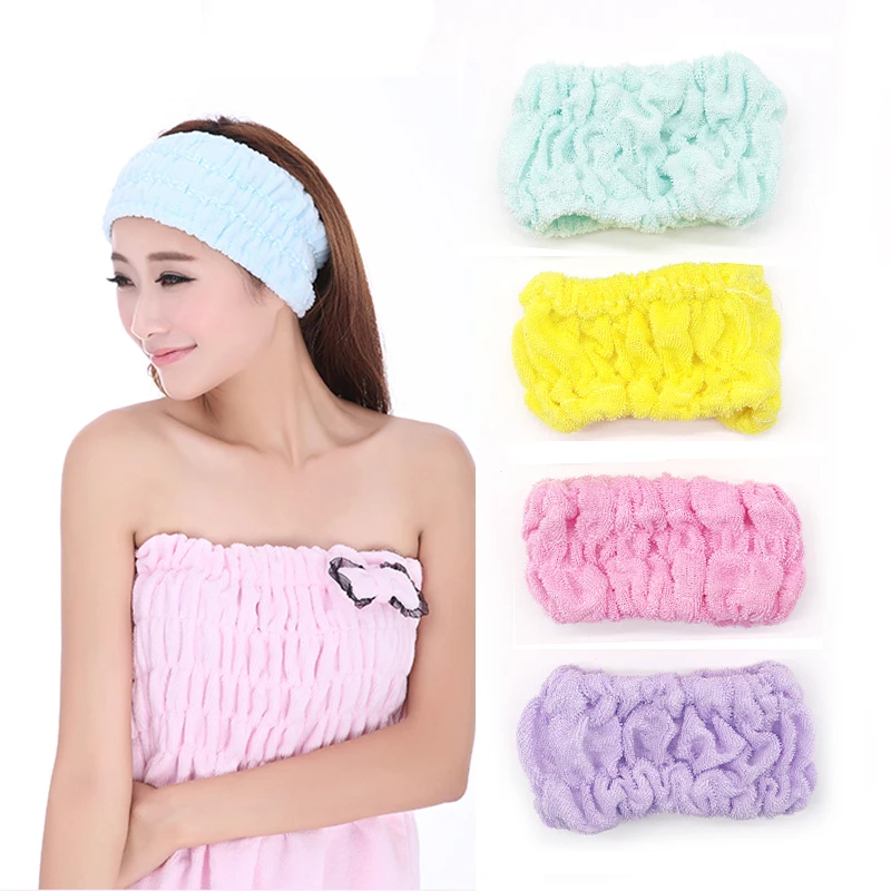 

2Pcs Bath Spa Make Up Shower Hairband Scrunchy Soft Elastic Headband Hair Care Braider Elastic Hair Ring Hair Accessories
