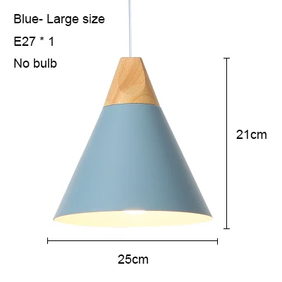 Blue 250mm no bulb Светодиодный подвесной светильник s современный подвесной светильник для столовой деревянный скандинавский светильник красочный подвесной светильник для ресторана кофе спальни E27 светодиодный светильник - Цвет корпуса: Blue 250mm no bulb