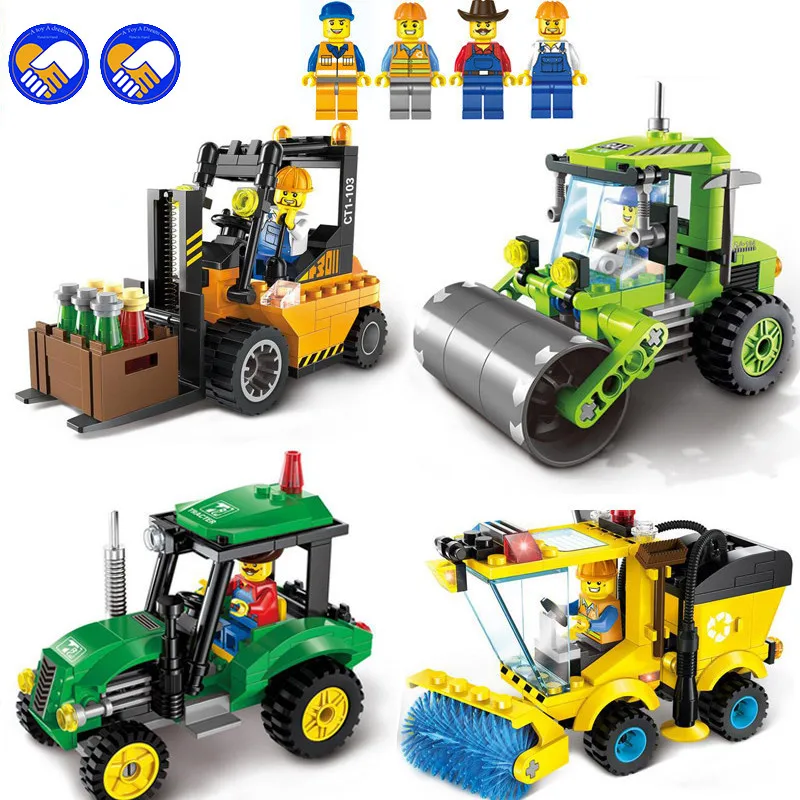 

4 Type Civilized Compatible legoinglys City Sweeper Model Building Blocks Toy Kit DIY Educational Children Birthday Gifts