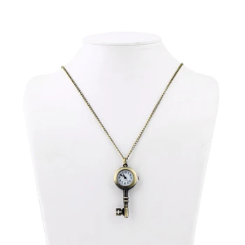 

Retro Vintage Pocket Key-shaped Watch relogio de bolso Link Chain Necklace Wall Chart Pendant Watches