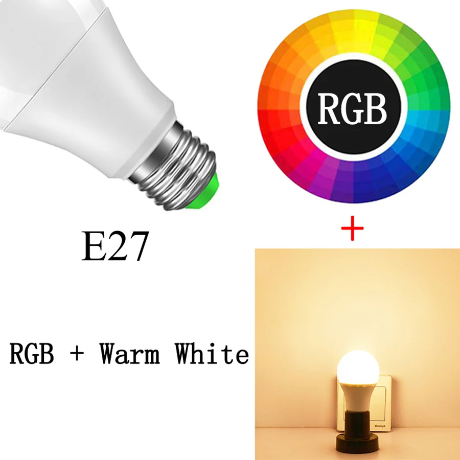 E27 15 Вт светодиодный RGB Лампочка B22 Bluetooth умный светодиодный лампочка приложение управление музыкой голосовые цвета умный светильник ing Lampe светодиодный светильник RGBW RGBWW лампа - Испускаемый цвет: E27 RGBWW