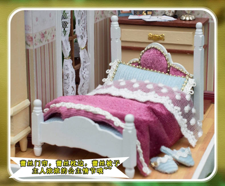 Симпатичные комнаты Девочки Diy Кукольный дом Puppenhaus Brithday миниатюрный дом с мебелью игрушки для детей деревянный дом, игрушки-время радости