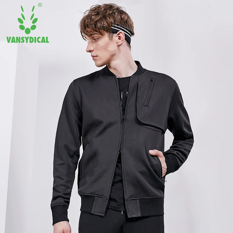Vansydical Autumn Winter Men's Sports Running Jackets Tops Long Sleeve Two-way Zipper Outdoor Fitness Workout Jogging Coat Vansydical Autumn Winter Men's Sports Running Jackets Tops Long Sleeve Two-way Zipper Outdoor Fitness Workout Jogging Coat