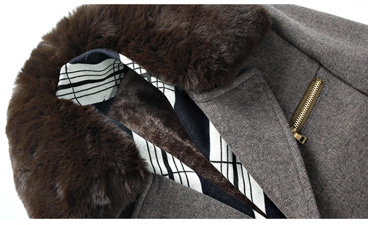 Новые поступления стильных мужчин бутик шерстяное пальто Бизнес повседневные съемные волосы воротник мужской сплошной тонкий пиджак Размер M-3XL