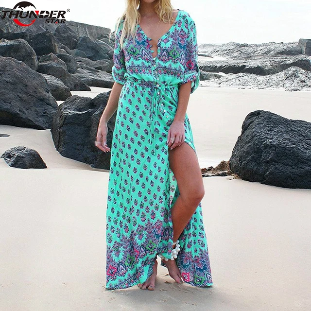 2018 Summer Boho Dress Etehnic Y Print Retro Vintage Tel 2018 Summer Boho Dress Etehnic Y Print Retro Vintage Tel Beach Bohemian Hippie