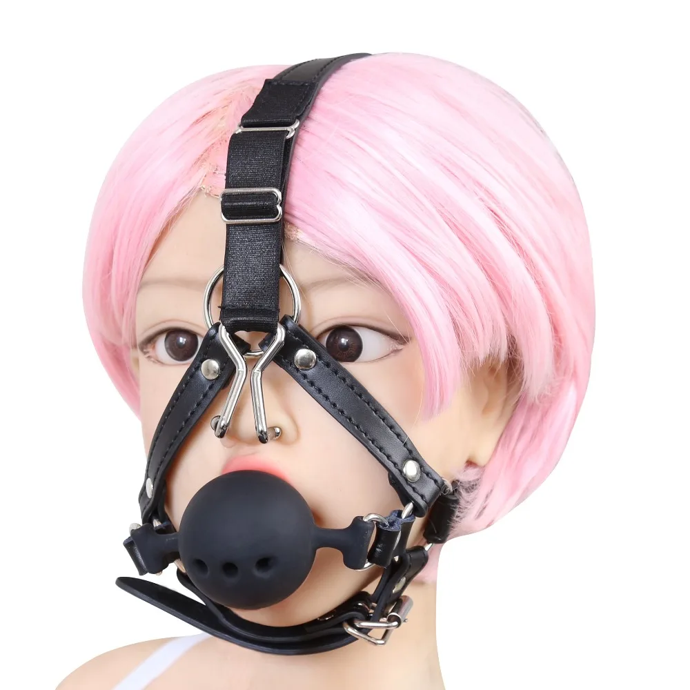 

Chastity Lock Open Mouth Gag Ball for Women Couple Leather Mouth Gag slave Oral Fixation Stuffed Flirting SM