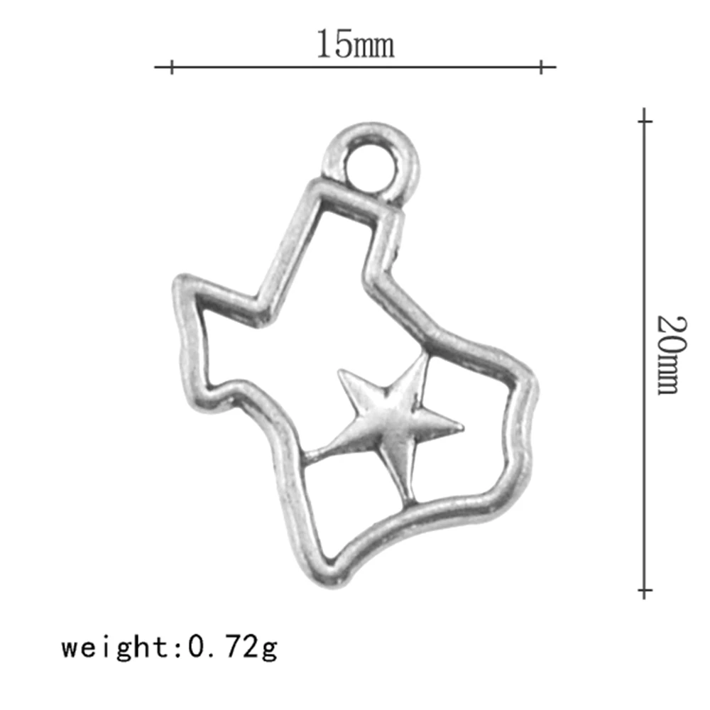 Мой форма звезды кулон из цинкового из сплава, ажурное карта Техаса и украшения в виде звездочек для выведения токсинов, 40 шт