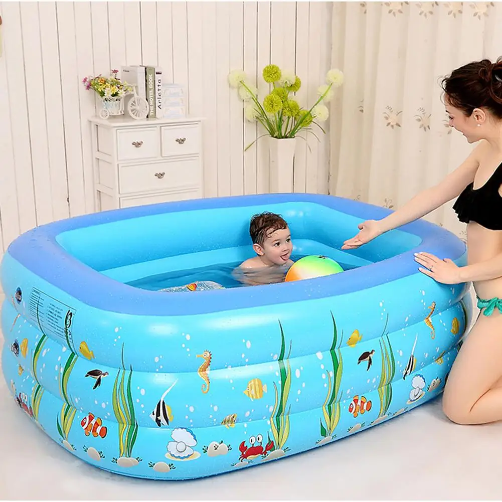 

1.3M Three-ring Baby Inflatable Printing Swimming Pool Environmentally Friendly PVC Playing Bathing Pool For Family Children