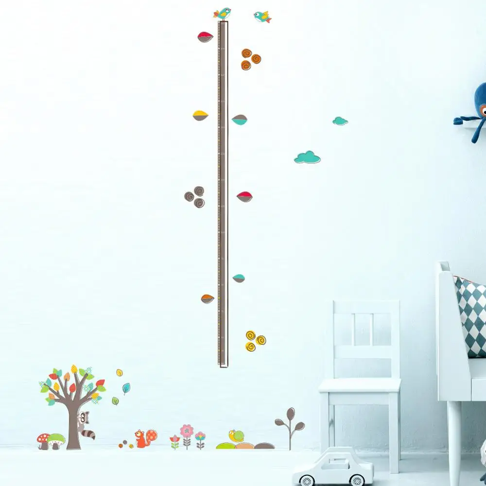 

Colorful Forest Animals Tree Height Measure Wall Sticker For Kids Rooms Children Growth Chart Wall Decals Art Poster Mural