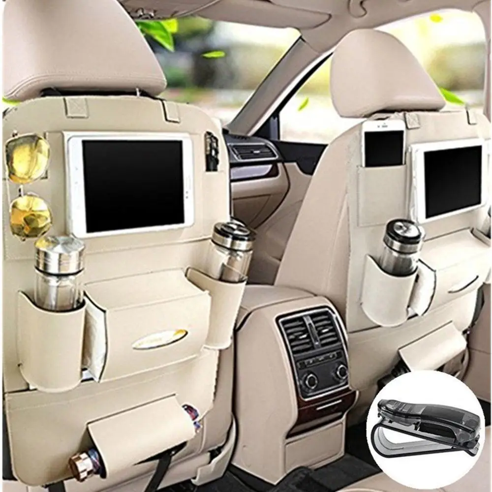 

MYSBIKER Leather Car Seat Back Organizer and iPad mini Holder, Universal Use as Car Backseat Organizer for Kids(1 Pack, Brown)