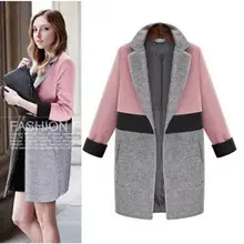 Новое осенне-зимнее женское пальто Vestido, плюс размер, плотное лоскутное свободное шерстяное пальто для женщин, пальто