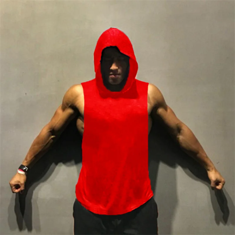 Мужская спортивная майка без рукавов с капюшоном|hooded tank top|hooded tankbrand tops |