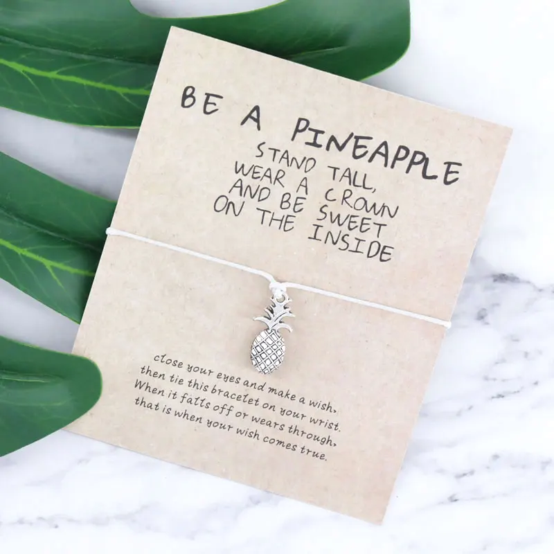 Be A Pineapple Wish браслет сплав серебристого цвета ананас Шарм браслет для женщин мужчин ананас украшение подарок для друзей - Окраска металла: Gray