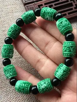 

party natural gan qing jade and black round bead fashion jewelry bracelet
