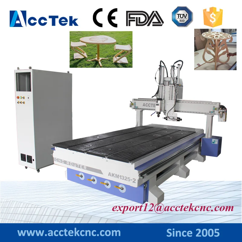 Wood Door Making Cnc Router Cutting Drilling Machine 2 Spindle