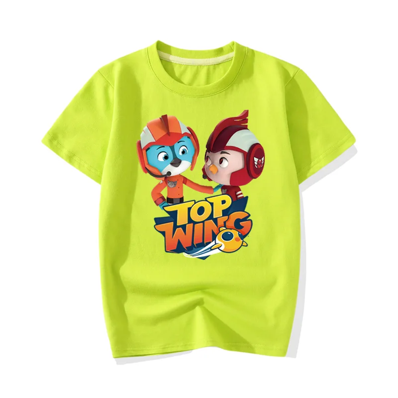 Топ с рисунком крыла, футболки с 3D принтом для маленьких мальчиков и девочек, летняя одежда Детские футболки с короткими рукавами, костюм хлопковые футболки, JY060 - Цвет: Light Green T-shirt