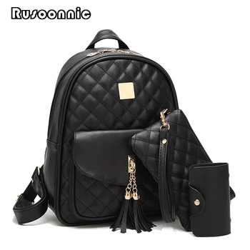 

Rusoonnic Women Backpack Set High Quality Pu Leather Backpack School Bags Bagpack Mochila Feminina Bags For Women 2017