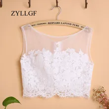 Zyllgf Свадебные Кружево болеро куртка без рукавов Болеро Mariage ivoire Кружево Up Back Jacket для невесты wbj13