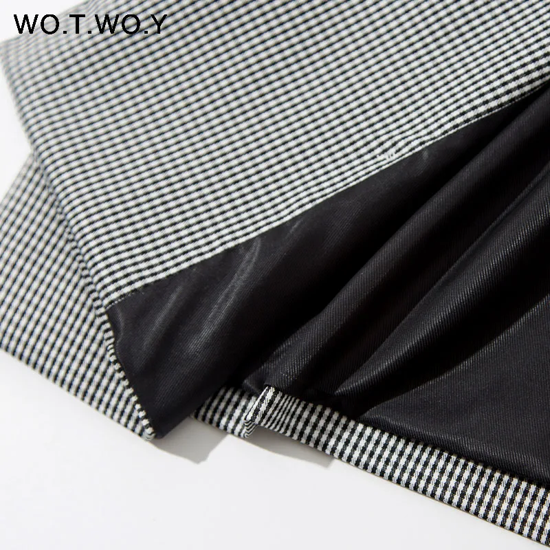 2019 Fashion Autumn Gray Plaid Blazer Women Double Breasted Pocket Suit Blazer Office Lady Long Loose Jackets Feminino Outerwear