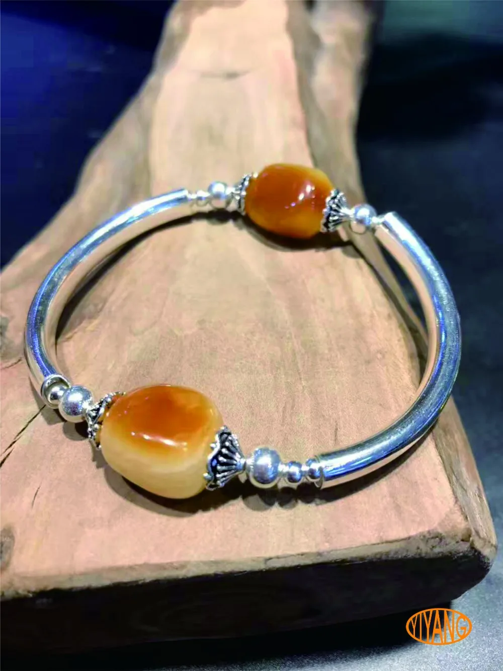 

YY Fine Jewelry Handmade 925 sterling silver natural amber boutique fashion luxury party vintage ethinic woman bracelet gift