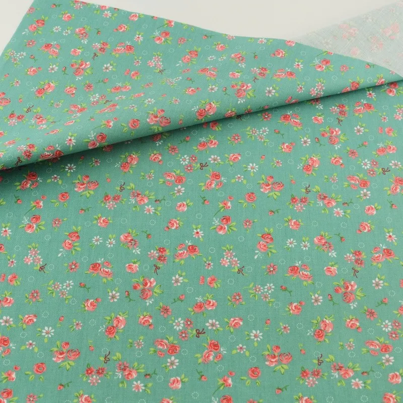 Cotton Fabric Green Flower Patchwork Teramila Fabrics Quilting Doll Sewing Cloth Cover Home Textile Decoration Bedding Clothing