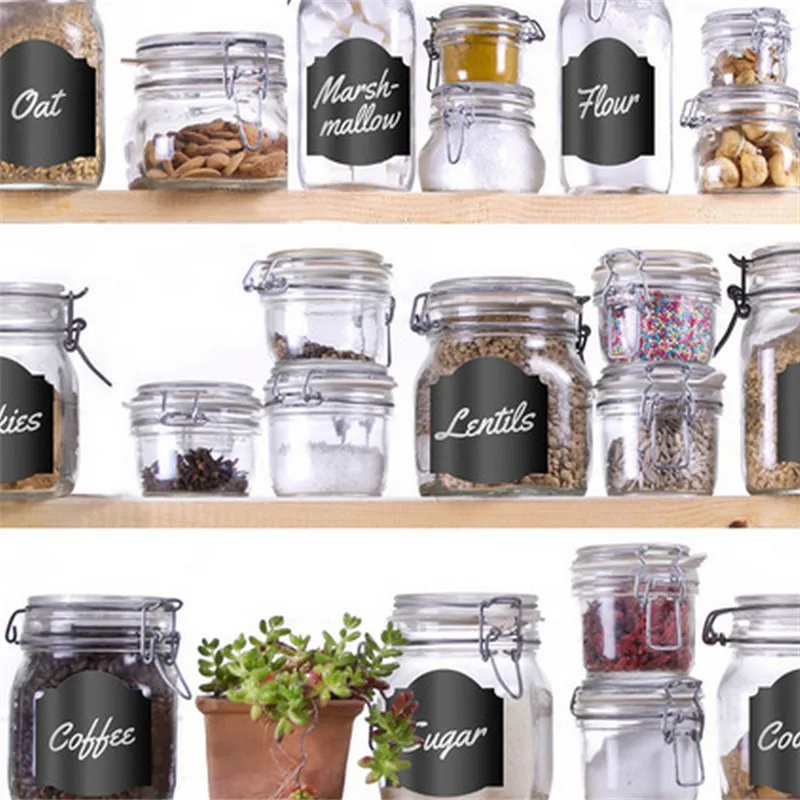 

Sale New 32Pcs/Set Jar or Bottle Labels Sticker PVC Blackboard Organizer Chalk Board Accessories Black Decal