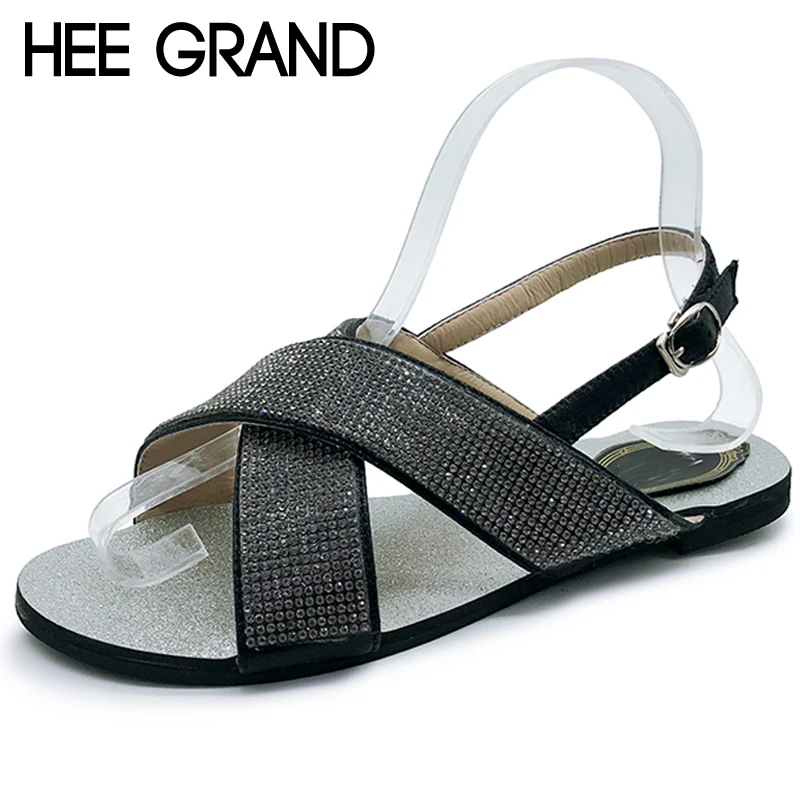 

HEE GRAND Summer Women Sandals 2018 Bling Rome Style Creepers Gladiator Casual Flats Shoes Woman Size 35-39 XWT1299
