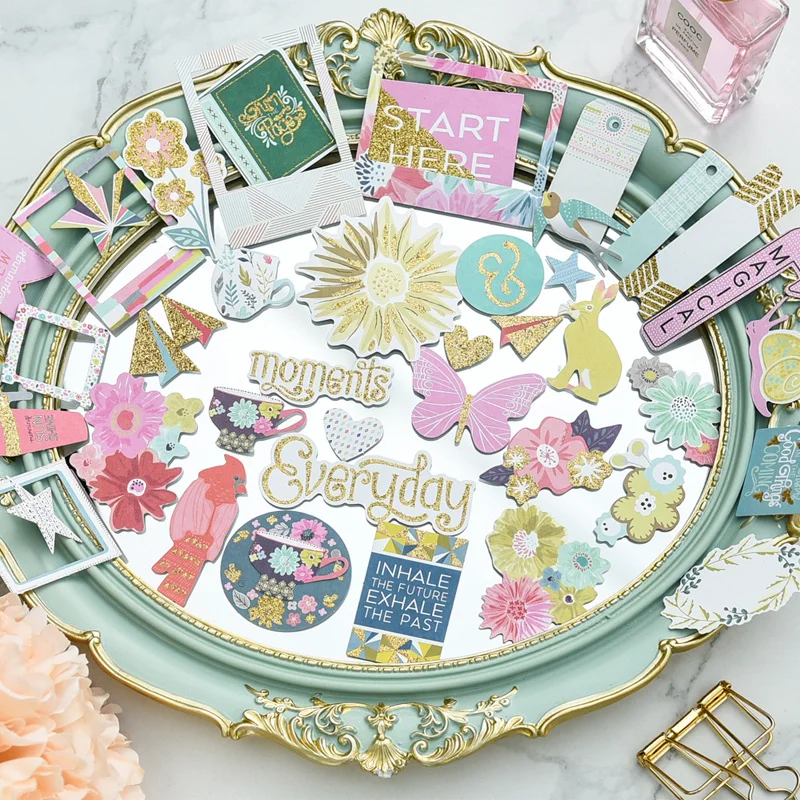

KLJUYP 50pcs Everyday Colorful Vellum Paper Die Cuts for Scrapbooking Happy Planner/Card Making/Journaling Project