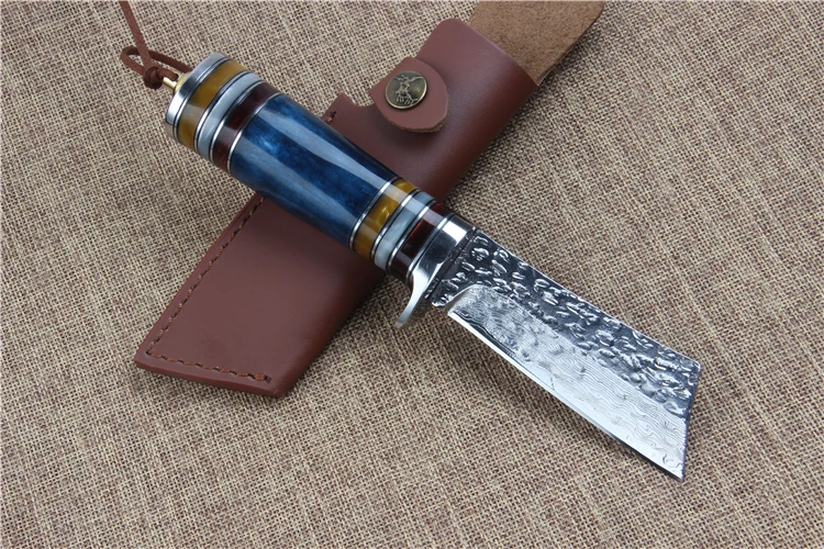 Germany Square Damascus Corrugated Fixed Blade Knife Survival Knives
