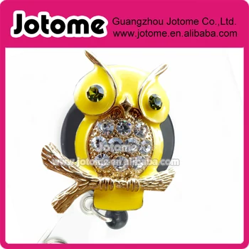 

Adorable Bling yellow Owl Badge Reel - Retractable Badge Holder - Rhinestone ID Badge Clip - Nurses Gift - Nurse Jewelry