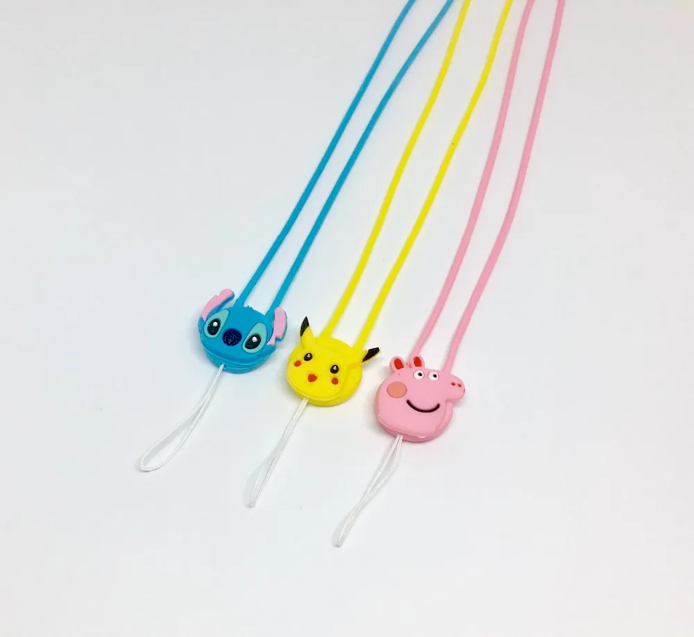 10 قطعة/الوحدة لطيف Amimals الفاكهة سيليكون سلسلة مفاتيح قصيرة ID بطاقة USB شنق حبل كاميرا أحزمة هاتف المحمول