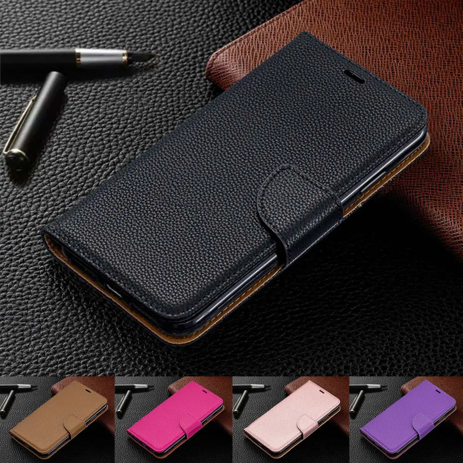 Flip Case For Samsung Galaxy A10 Luxury Litchi Stripes Wallet PU Leather Phone M10 Cover | Мобильные телефоны и