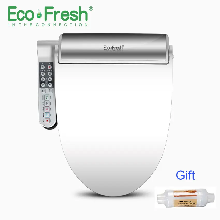 EcoFresh Смарт сиденье для унитаза электрическое биде интеллектуальное сиденье для унитаза с подогревом светодиодное освещение массажный уход для ребенка женщины - изображение