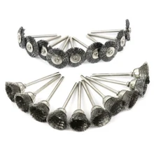 20 шт. Серебряная мини маленькая проволочная щетка щетки латунные чашки колеса для точильщика/сверла набор