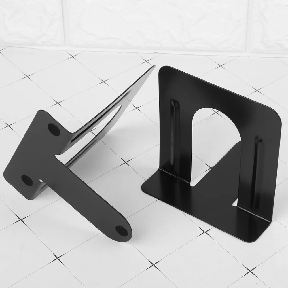 Soporte de hierro para sujetalibros de hierro de metal en forma de alfabeto para libros Nangjiang color negro