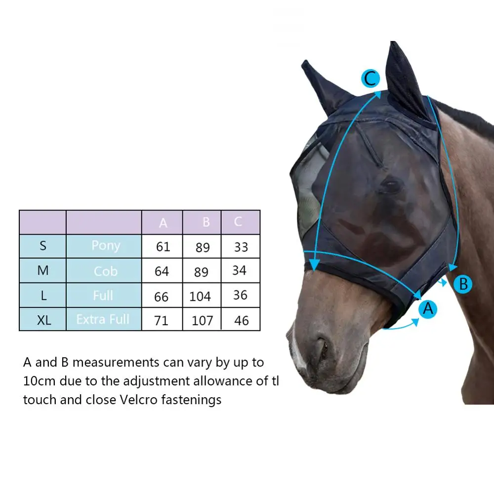 Horse Fly Mask Comfortable Anti Mosquito Horse Mask Face Head Cover Protector With Ear Horse Riding Equipment Pet Supplies