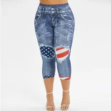 ROSEGAL размера плюс женские леггинсы с принтом американского флага обтягивающие капри размера плюс штаны с пуш-ап высокой талией сексуальные леггинсы для фитнеса