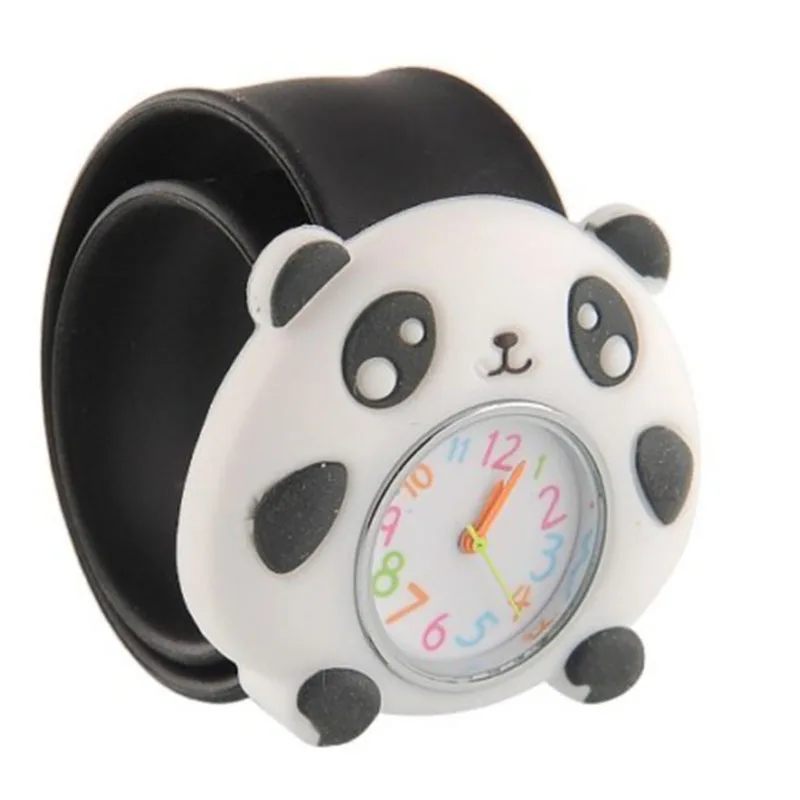 Модные Мультяшные детские часы, цветные детские кварцевые часы с животными, спортивные гнущиеся наручные часы с резиновым ремешком, Montre Enfant - Цвет: panda