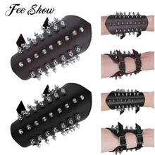 Модные унисекс однотонные искусственная кожа металлические шипы Нарукавники защитные нарукавники средневековые доспехи манжеты