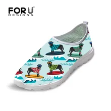 FORUDESIGNS/Летняя женская обувь; Черная женская обувь на плоской подошве с принтом Лабрадора; легкие кроссовки из сетчатой ткани; Лоферы для девушек;