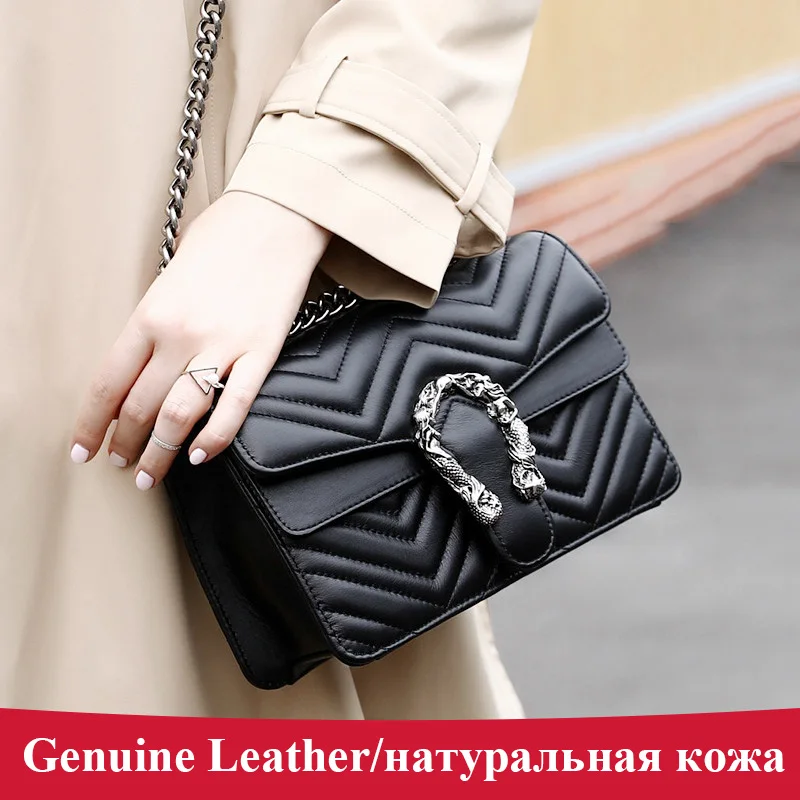 

Fashion Ladies Luxury Genuine Leather Bag 2019 Travel Messenger Women Handbags Designer Chain Famous Brands Women Shoulder Bags