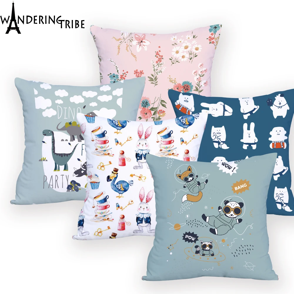 Cute Unicorn Animal Throw Pillows Colorful Decoration Gifts New Pillow Cover Robot Tree Cushions Decorative Sofa Fashion | Дом и сад