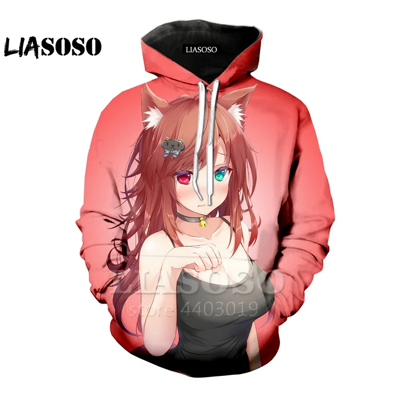 LIASOSO 2018 Новые Аниме 3D принт Для мужчин женщин и рисунком котика для девочек свитер